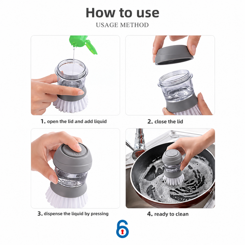 2-in-1 Soap Dispensing - Cleaning Pot Brush