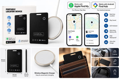 Smart Tracker Card + Wireless Charger | Compatible with Apple & Android