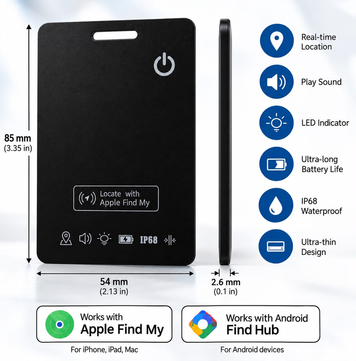 Smart Tracker Card + Wireless Charger | Compatible with Apple & Android